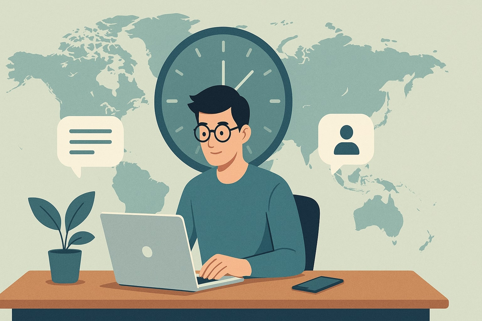 Illustration for article about running client projects across time zones