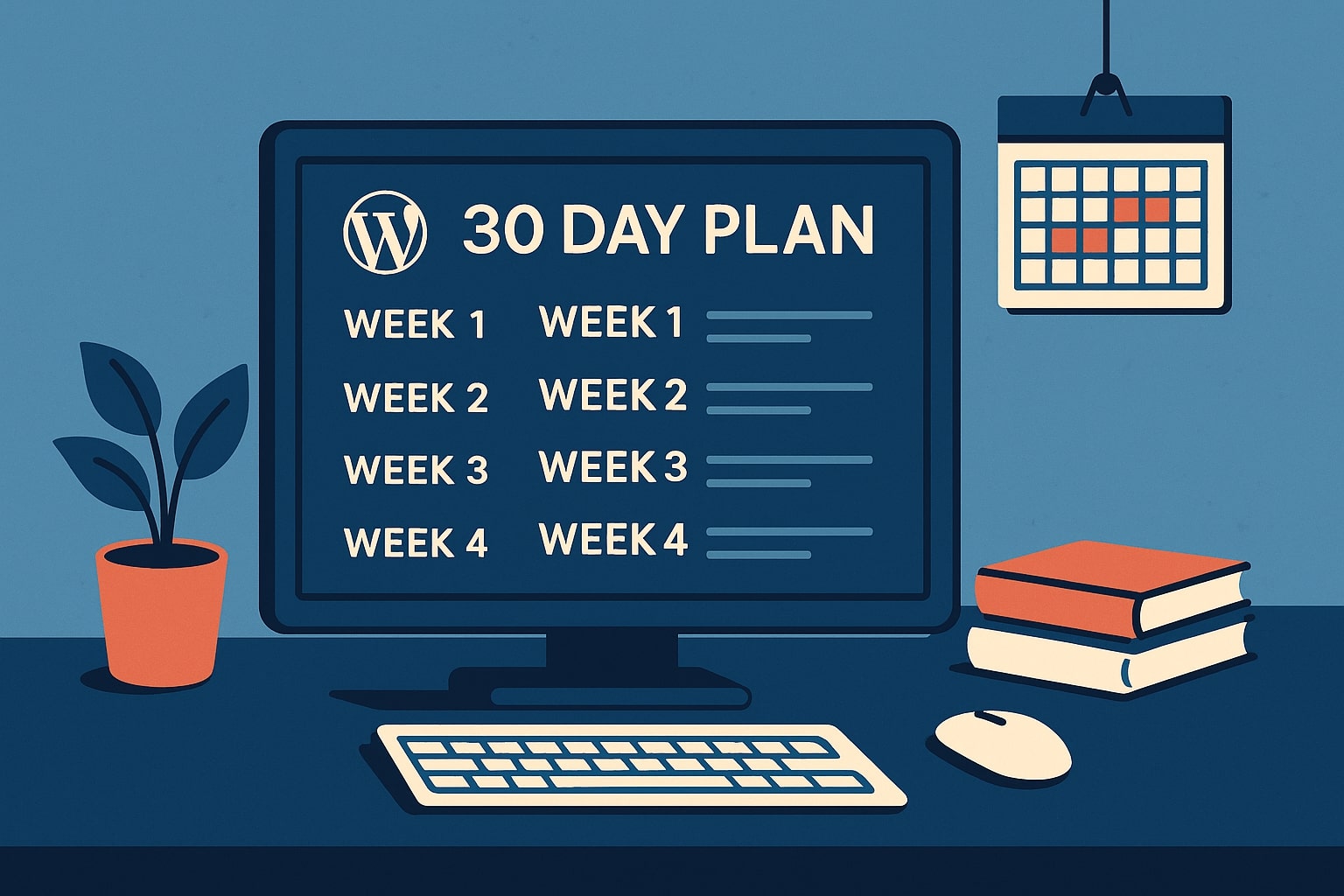 Illustration for article about a 30 day WordPress refresh plan